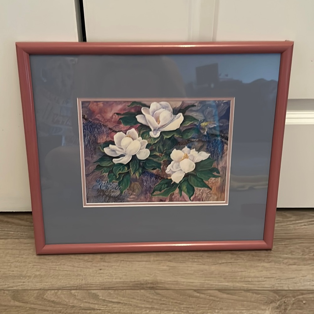 Excellent condition - framed flowers